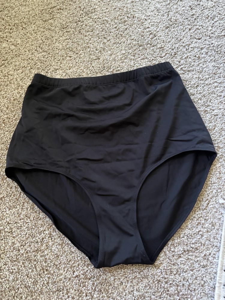 Black High Waisted Bikini Bottoms Womens XL Full Coverage Swim Bottoms
