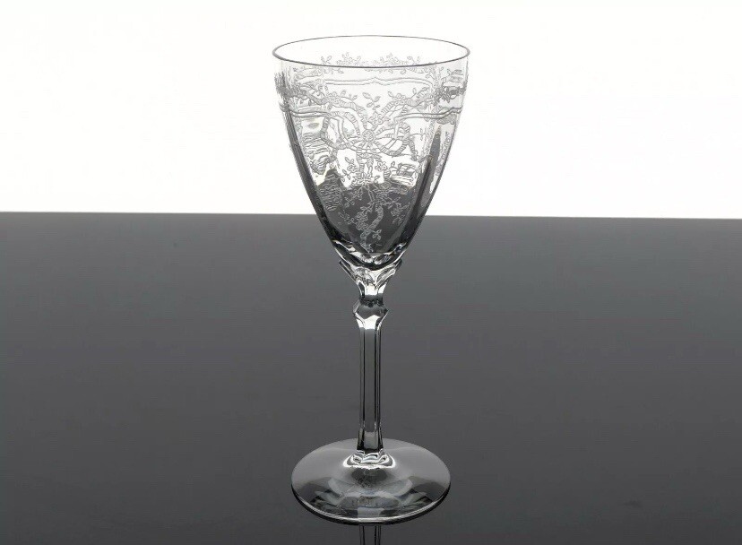FOSTORIA JUNE ELEGANT CLEAR CRYSTAL STEMWARE WATER GOBLETS GLASSES – SET OF 4