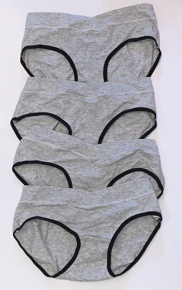 4-Pack Low Waist Maternity Panties in Gray & Black Trim - Size Small by MOMMA's Shop