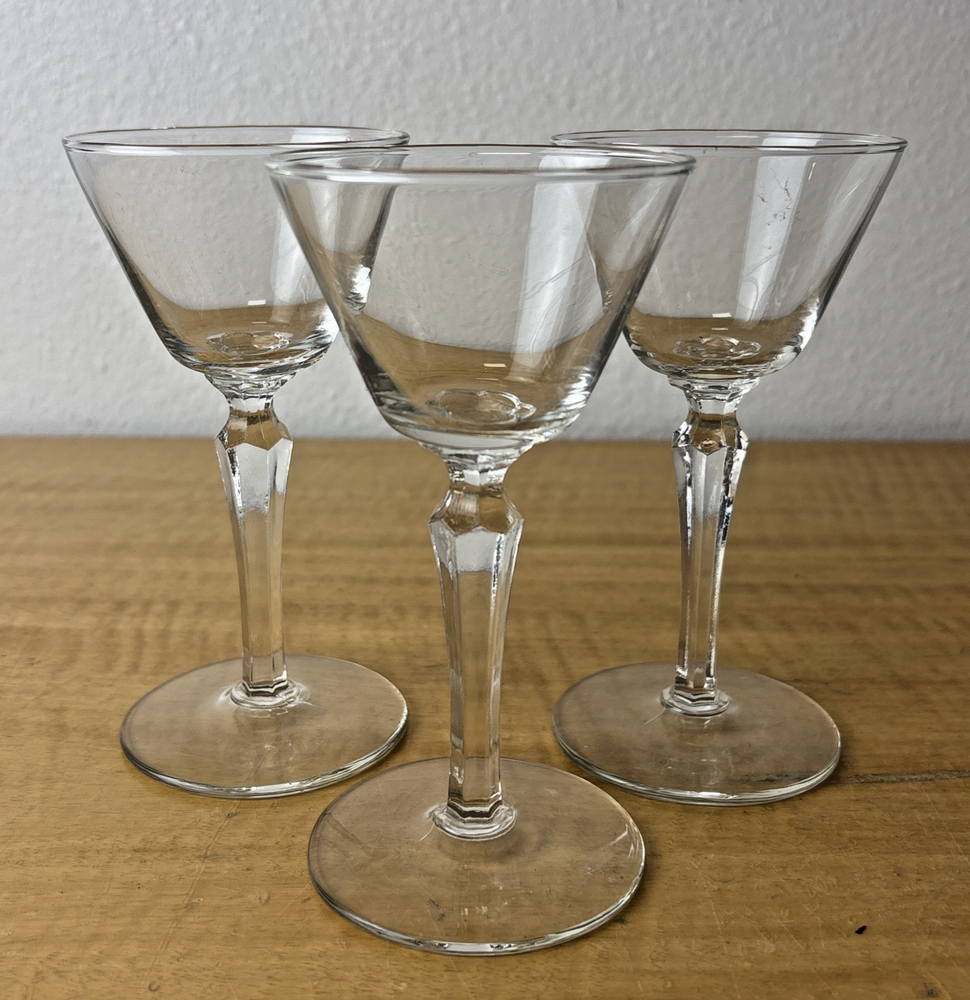 Vintage Libbey Glass 3-Piece Cocktail Set 5 5/8 Inch Tall  