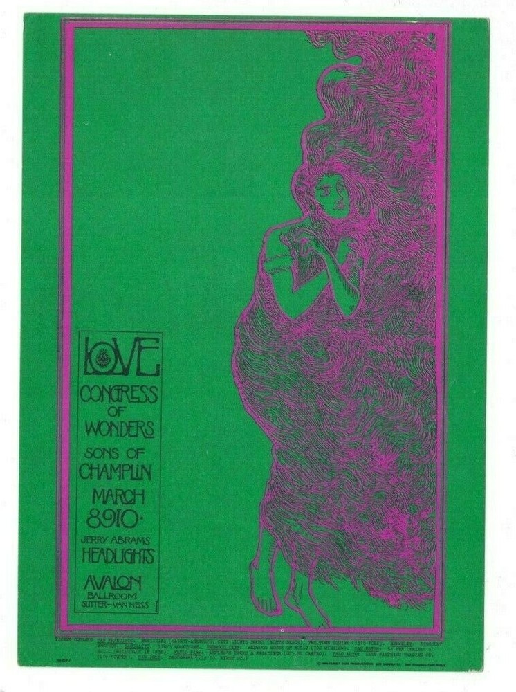 LOVE SONS of CHAPLIN 1968 AVALON BALLROOM FAMILY DOG POSTCARD FD-109 N/M B-7