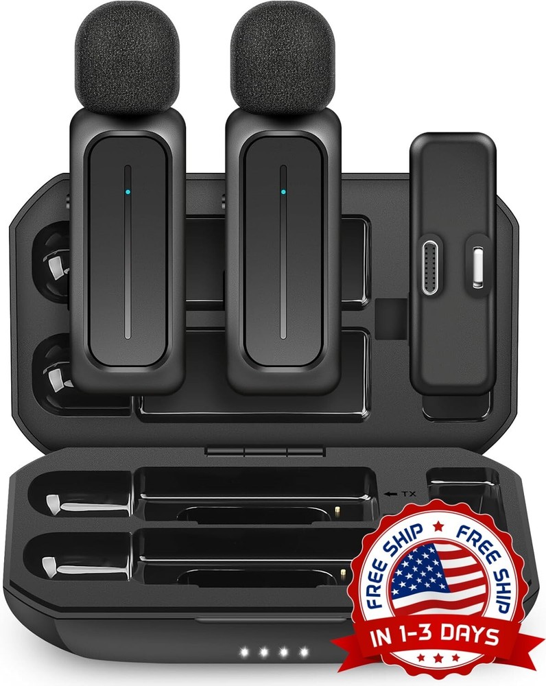 Micrófono de Solapa Inalámbrico Lavalier Profesional Kit Compatible con iPhone