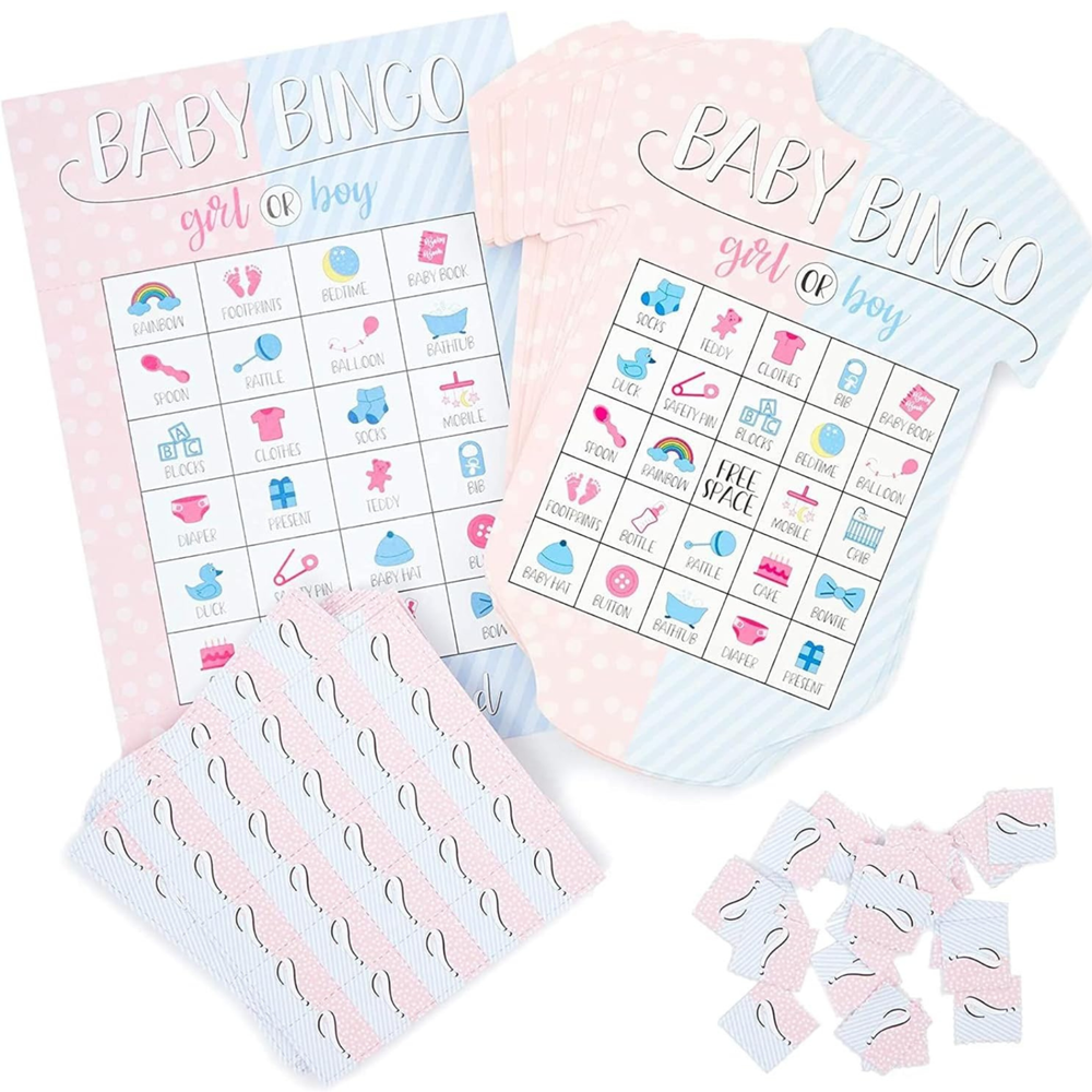 Gender Reveal Bingo Game Set, Party Supplies (38 Pieces)