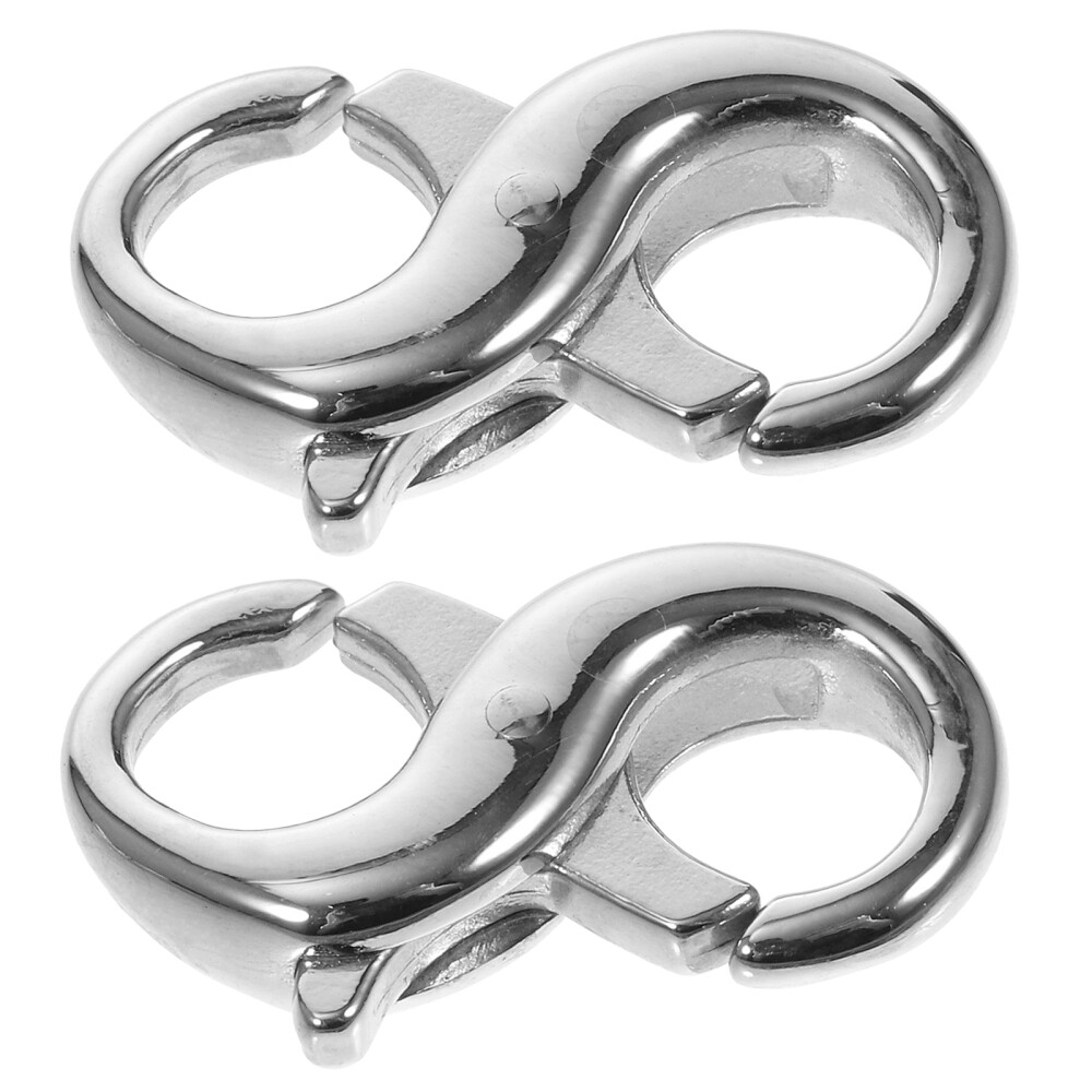 2 Pcs Silver Clasp Stainless Steel Figure 8 Buckle Bracelet Necklace Connection