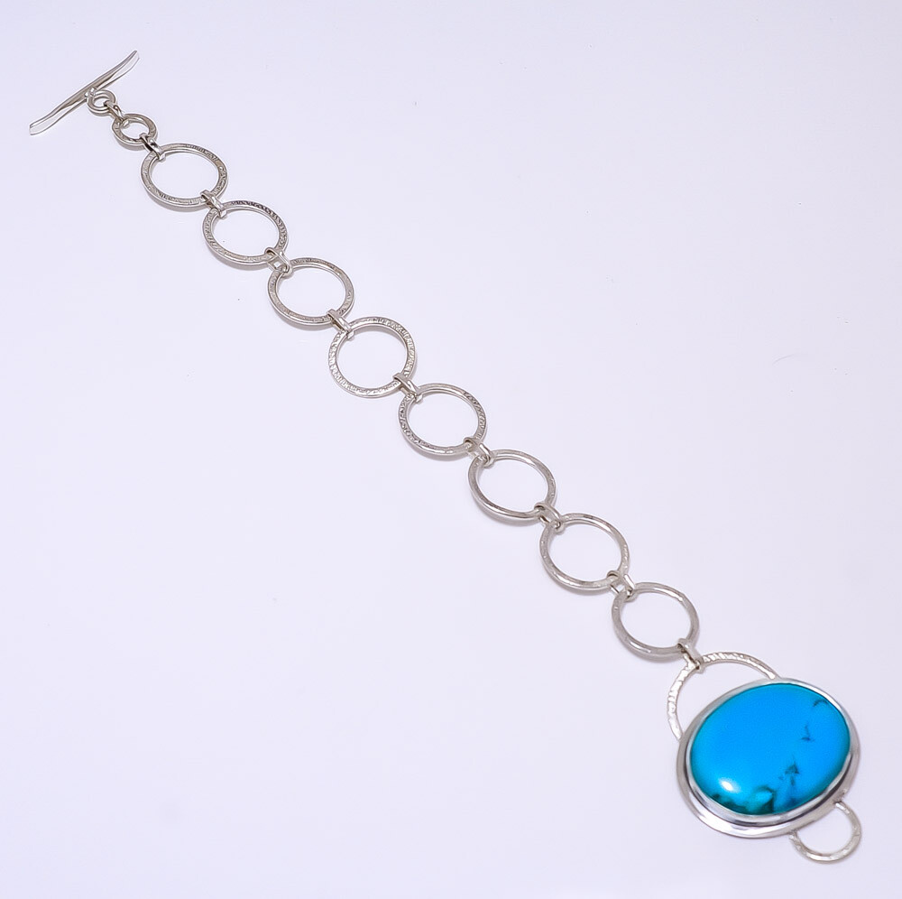 Magnesite Turquoise 925 Sterling Silver Bracelet 7.99