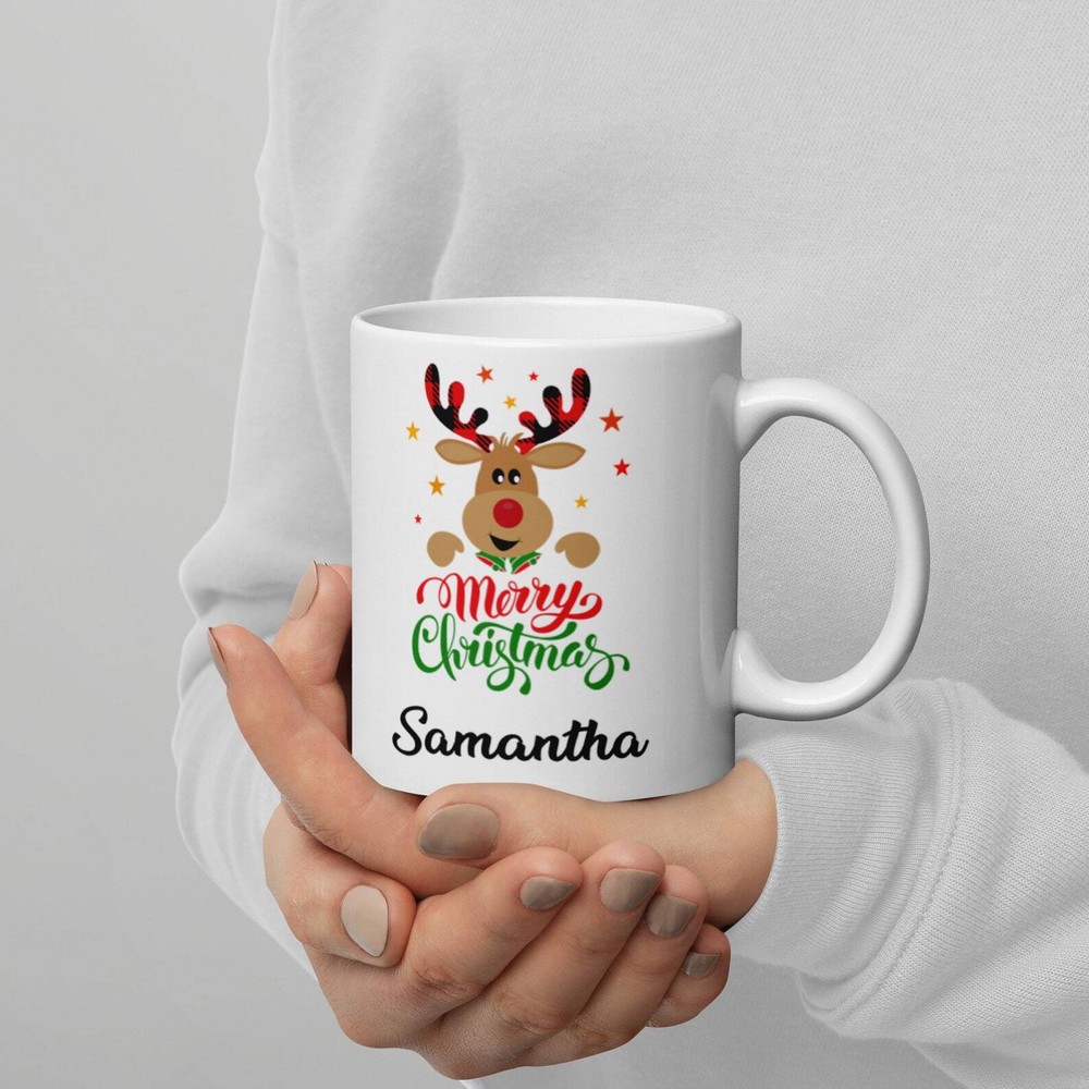 Custom Reindeer Christmas Coffee Mug Retro Christmas Mug