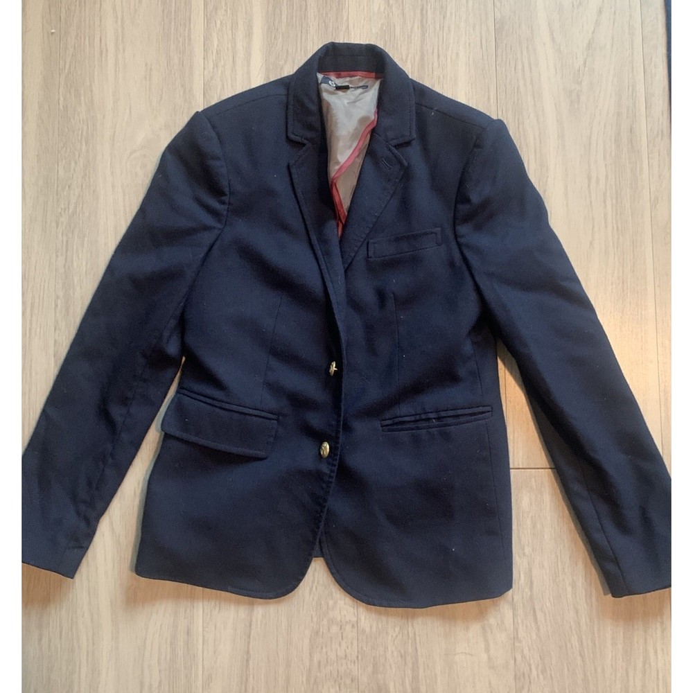 Crewcuts Thompson Boys Navy Blue Wool Blazer Size 12 Preppy Sport Coat