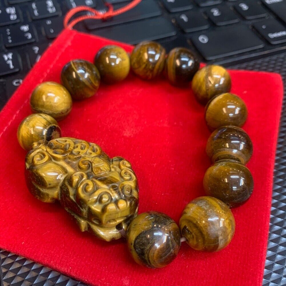 Bracelet Tiger Eye Stone Pi Yao Vintage Feng Shui Pi Xiu Wealth Luck Amulet Gift