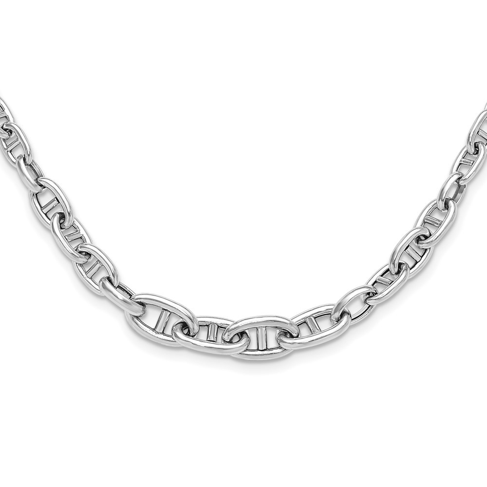 925 Sterling Silver Rhodium-plated Fancy Link Necklace 17
