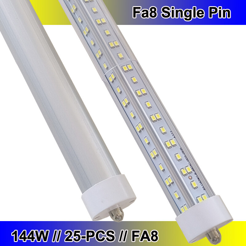 Upgrade to a 25-Pack T8 LED Light Tube 8FT FA8 Single Pin Dual-Ended Power Replacement