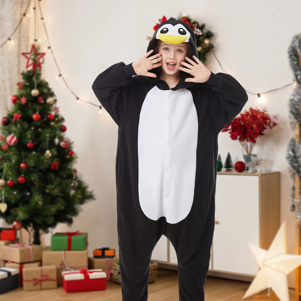 CANASOUR Penguin One-Piece Pajama Kis Unisex Christmas Cosplay Costume Sleepwear