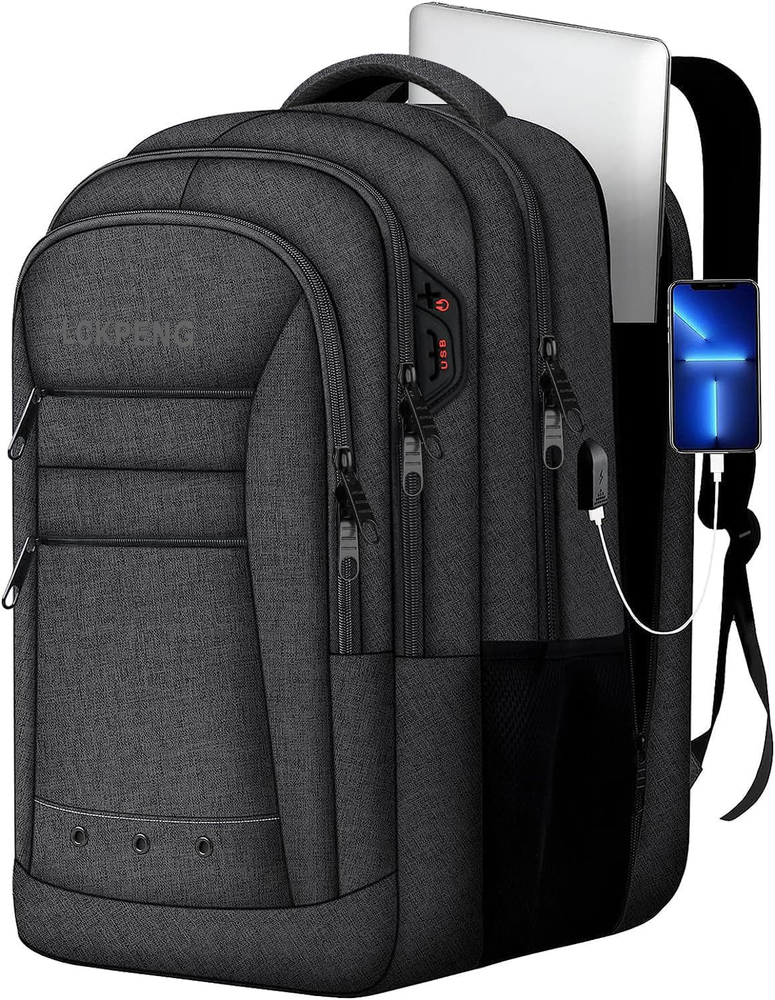 Extra Large Anti-Theft Travel Backpack for Men & Women with 17 Inch Laptop Compartment Black  