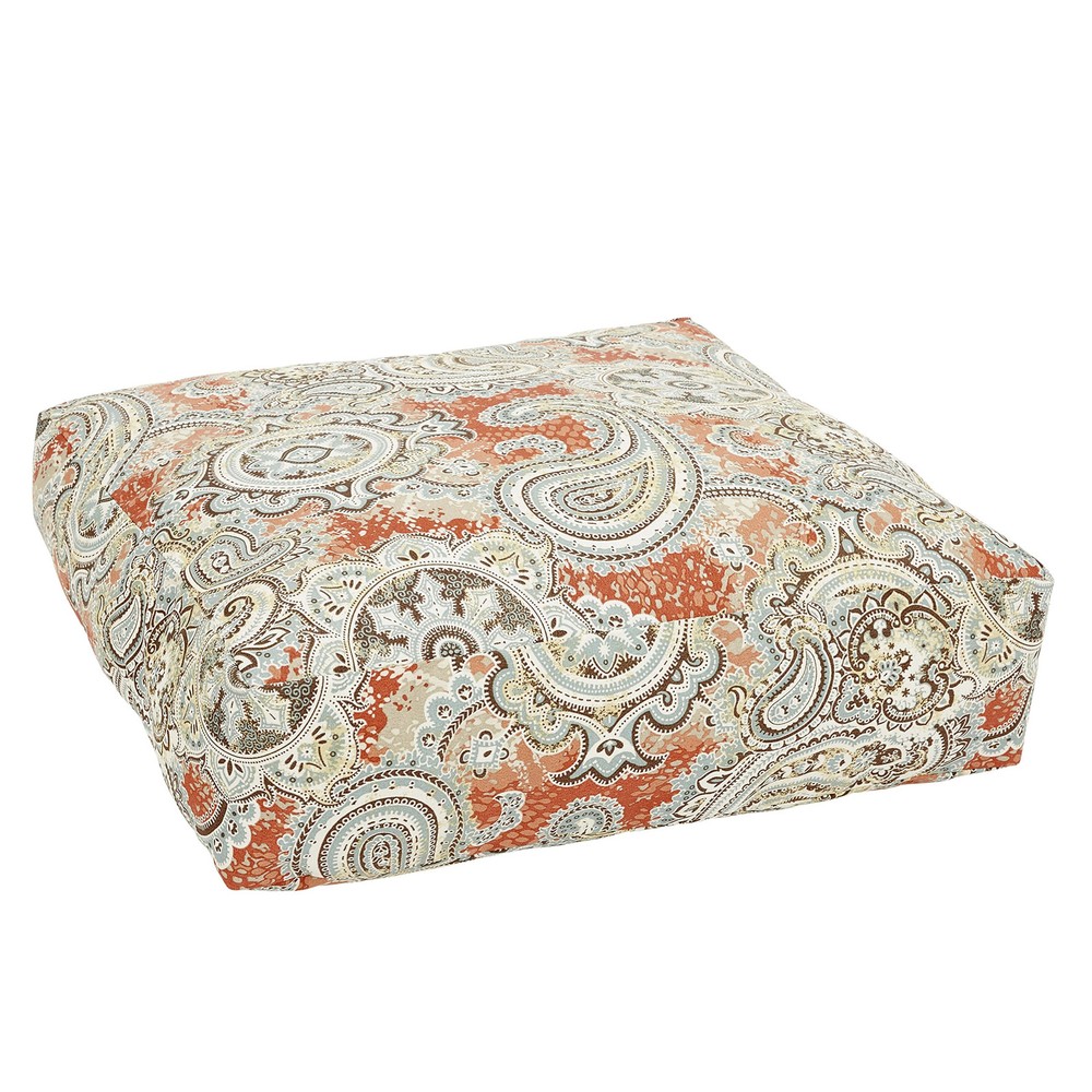 Sorra Home 26x26 Inch Multicolor Outdoor Knife Edge Floor Pouf  