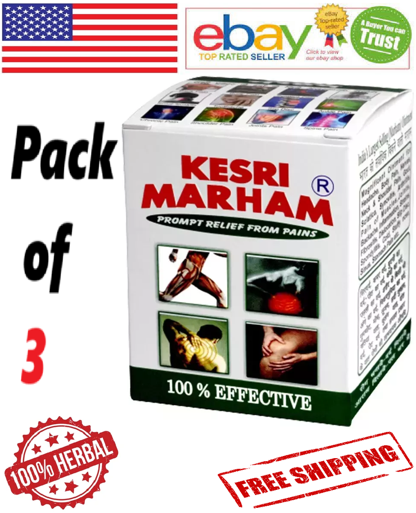 3x Kesri Marham Balm For Joint Pains, Headaches & Body Pain 100gm Each Free Ship