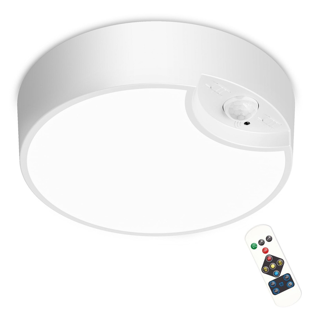 Battery Powered Motion Sensor Ceiling Light with Remote - 7.5inch Battery Cei...