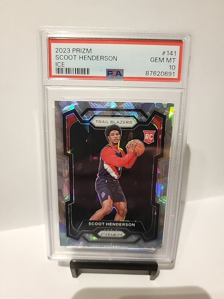 SCOOT HENDERSON RC 2023-24 PANINI PRIZM #141 ICE PRIZM ROOKIE PSA 10 GEM MINT