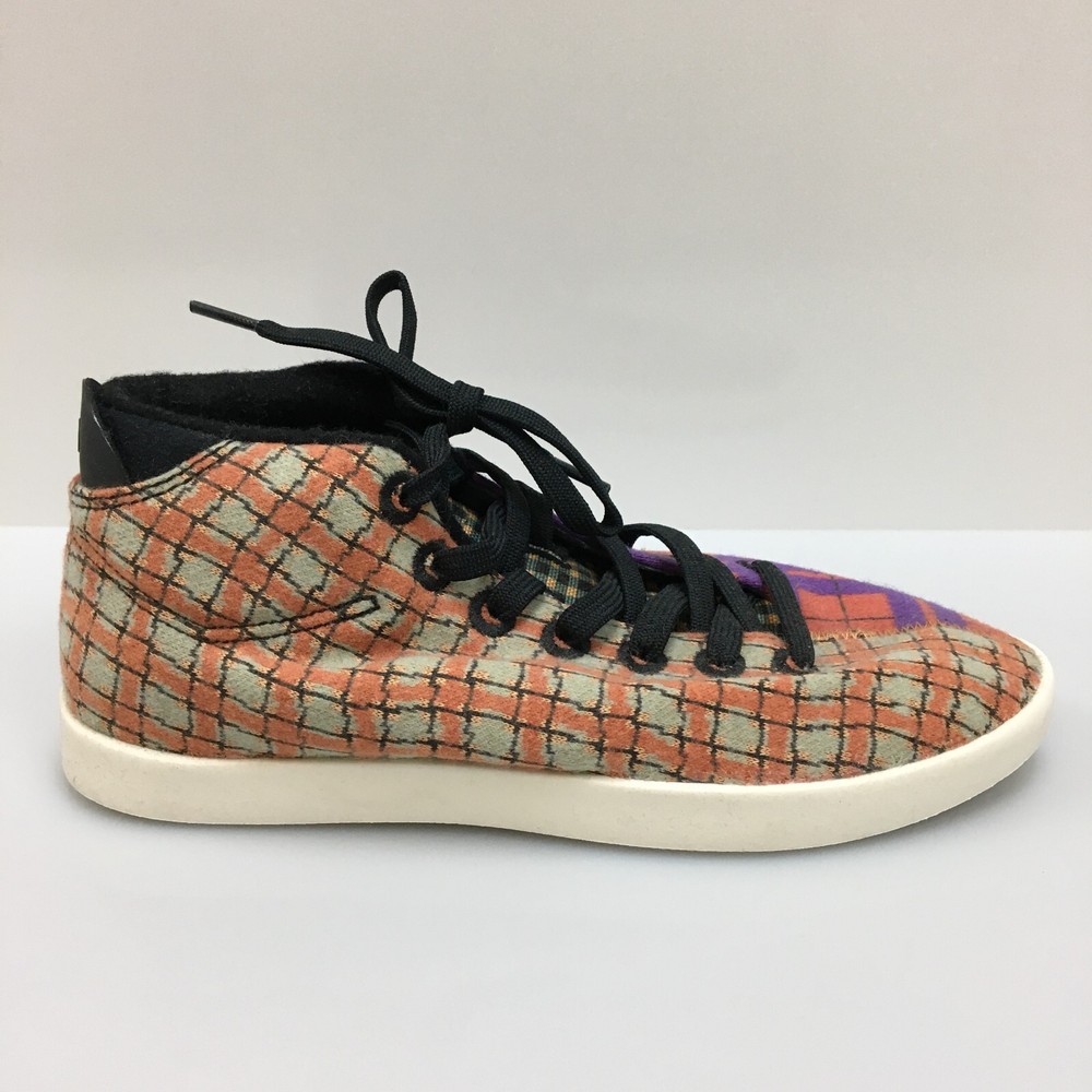 Allbirds Womens Wool Piper Mid Top Sneakers Orange Plaid Size 10