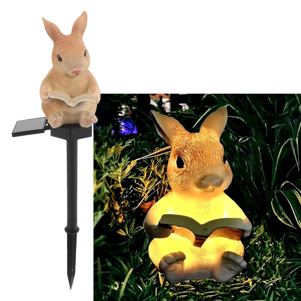 Solar-Powered Garden Bunny Statue Light for Outdoor Rabbit Decor