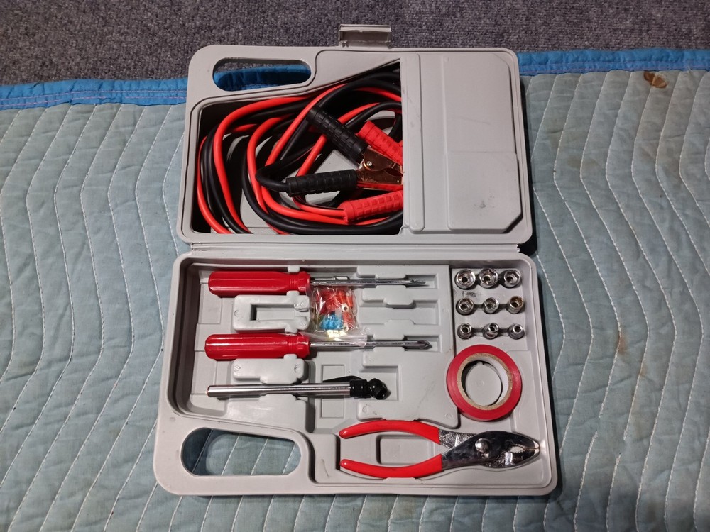 Roadside Emergency Assistance Car Repair Tool Kit, With jumper Cables.
