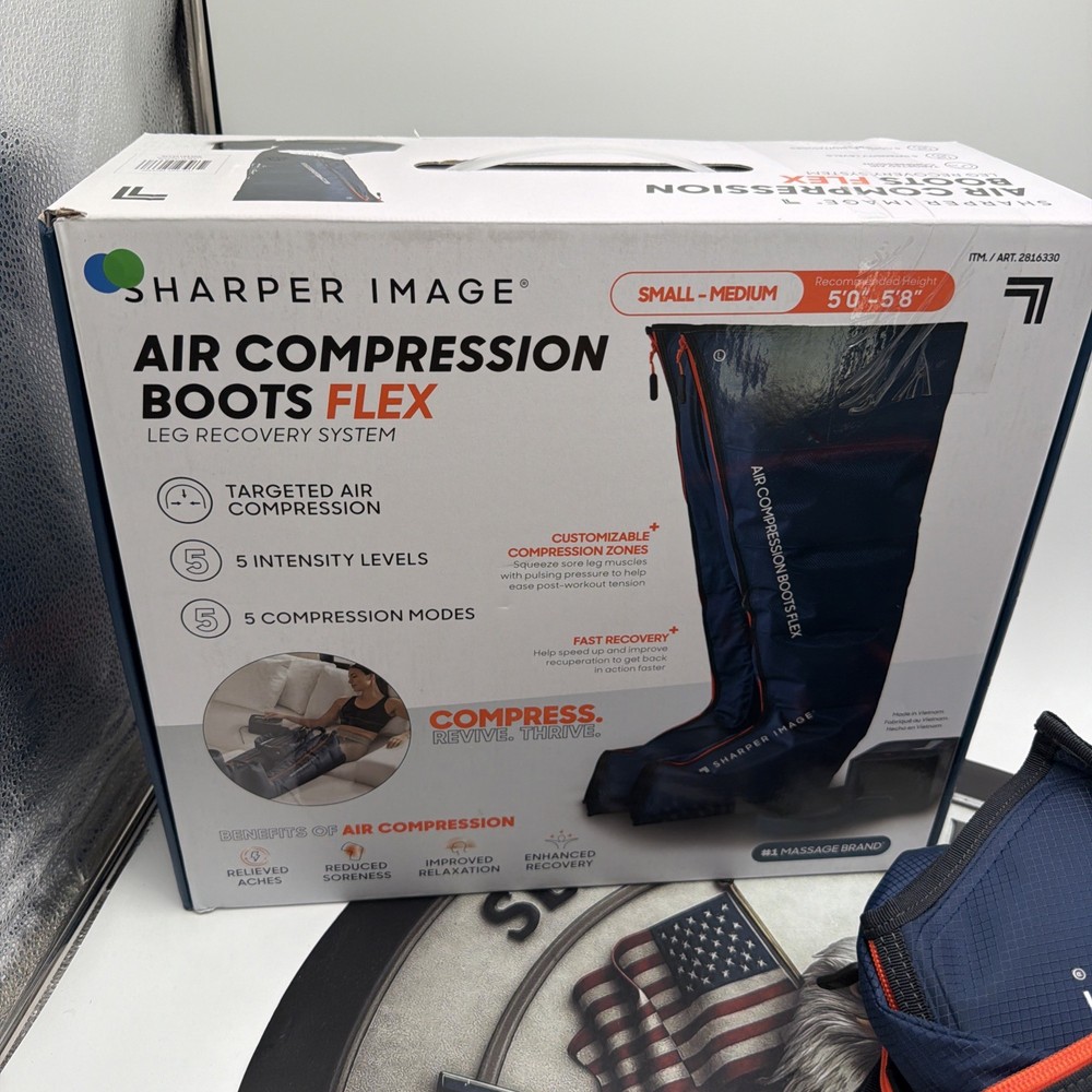 Sharper Image Air Compression Boots Flex Leg Recovery System Small/Medium (Blue)