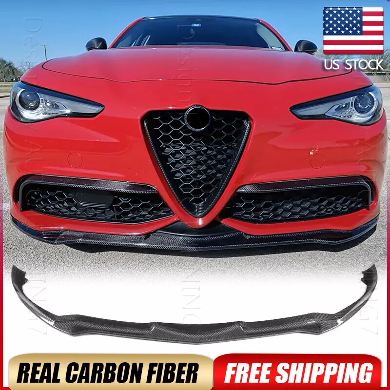 Alfa Romeo Giulia Sport 2016-2024 Front Bumper Lip Chin Spoiler in Real Carbon Fiber