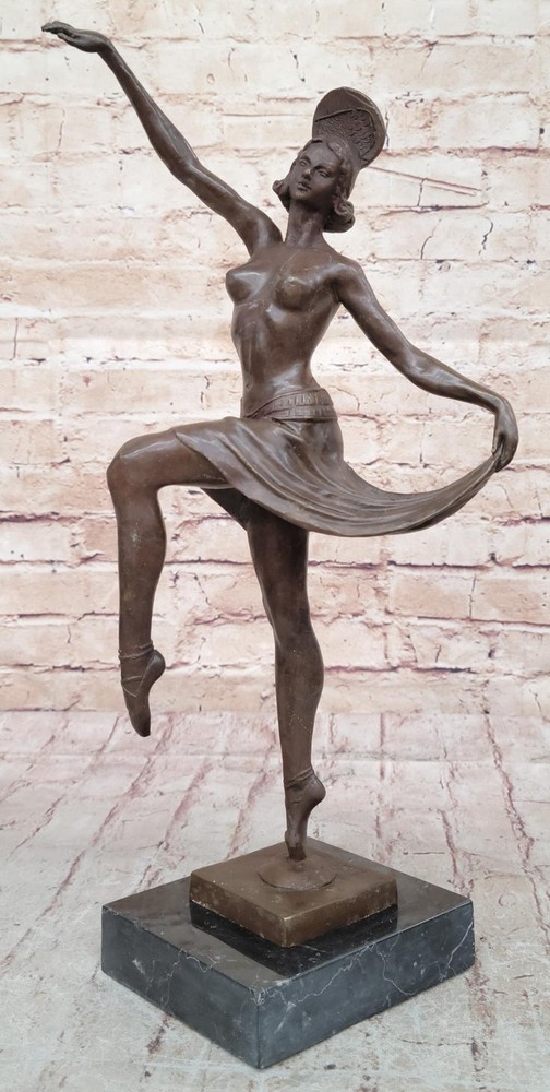 Vintage Art Deco Ballerina Bronze Sculpture Signed Home Decor