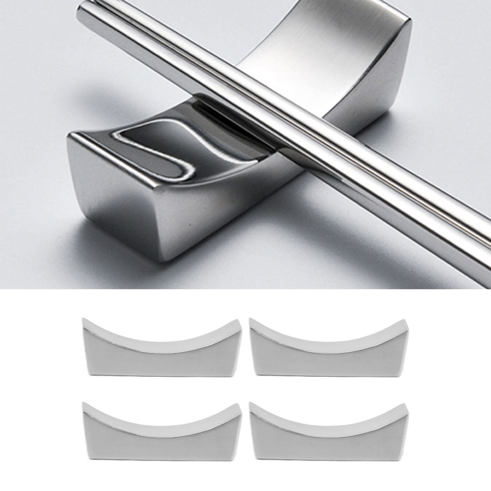 4Pcs Stainless Steel Chopstick Rest Boat Shape Chopstick Spoon Knife Fork