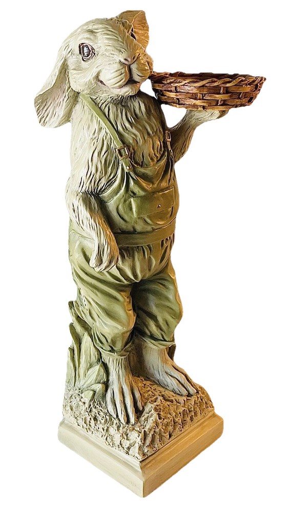 Vintage Chrisdon Easter Bunny Rabbit Figurine with Bowl Basket Collectible