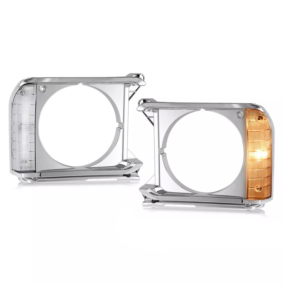 LH&RH For Toyota Pickup 1979-1981 Headlight Door Bezel W/Turn Signal Lamp Chrome