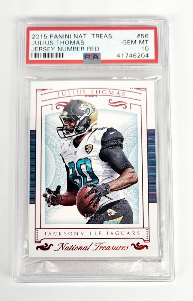 PSA GEM MINT 10 Julius Thomas 2015 NFL National Treasures Jersey Patch #/80