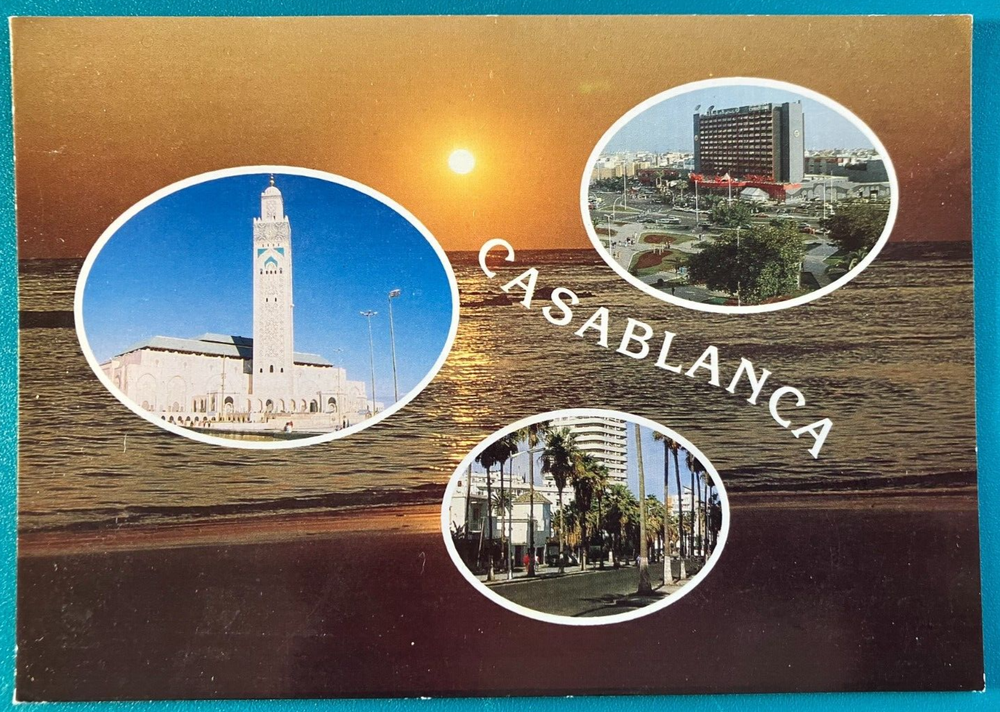 Postcard: 3 views of Casablanca, Morocco, unposted, but note on back