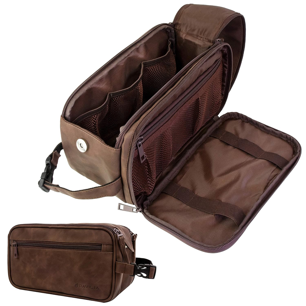 Men's Travel Toiletry Bag - Waterproof Shaving Dopp Kit with Hanging Hook