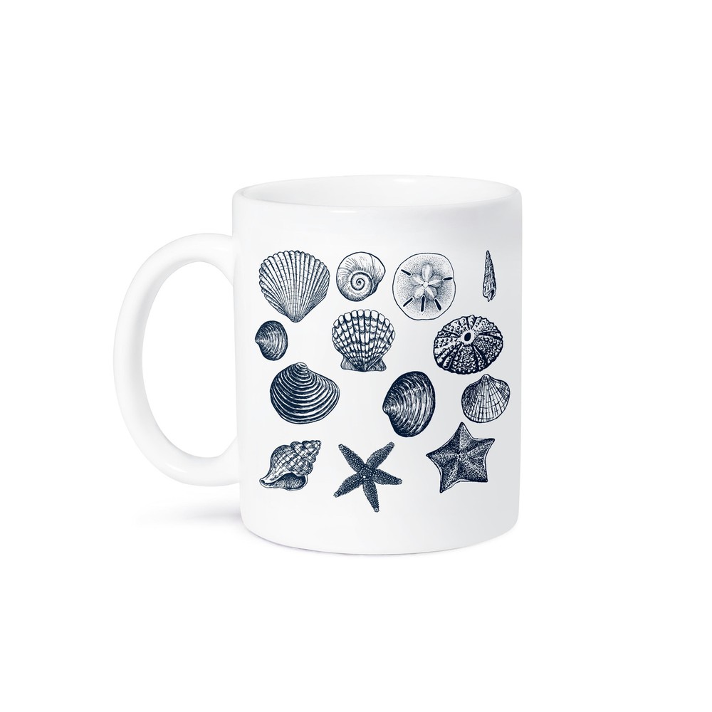 3dRose, Blue Sea Shells Nautical beach theme ocean art, Mug