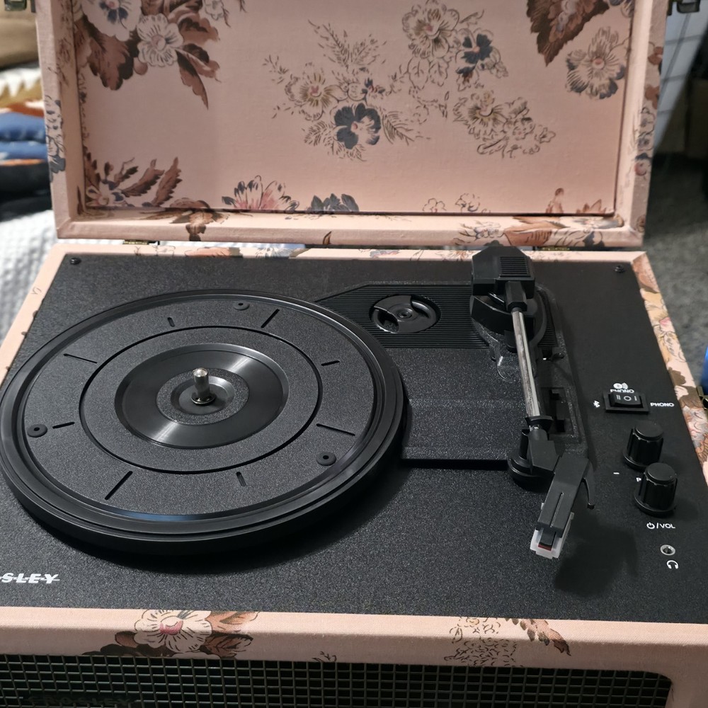 Crosley CR8017B-FL Voyager Vintage Portable Vinyl Record Player with Power Cord