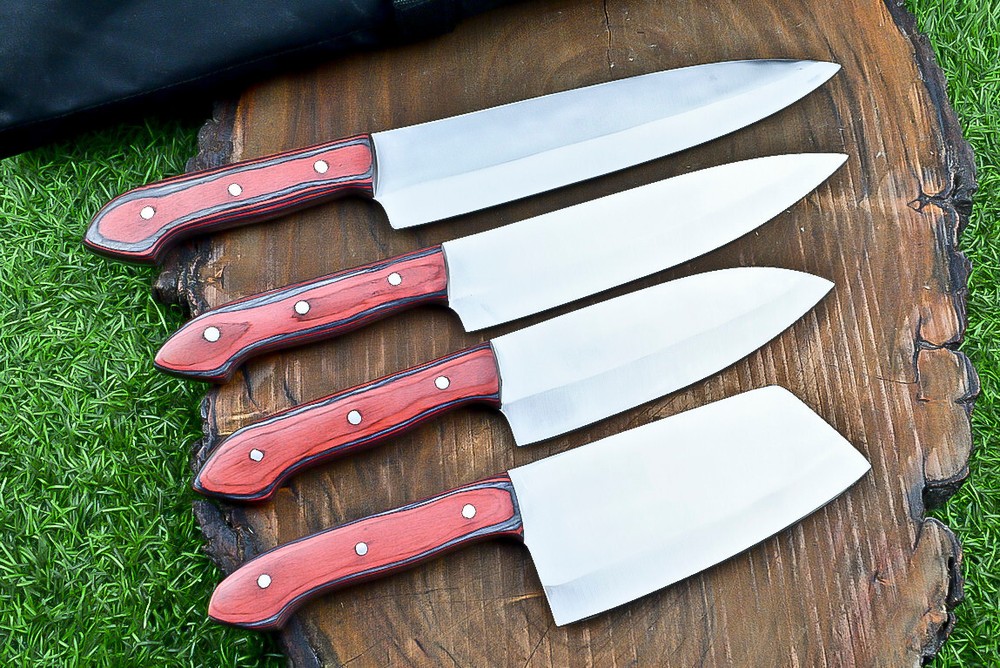 Custom HAND FORGED D2 STEEL BEAUTIFUL 4PC CHEF KNIFE Set Kitchen Knives Set -202