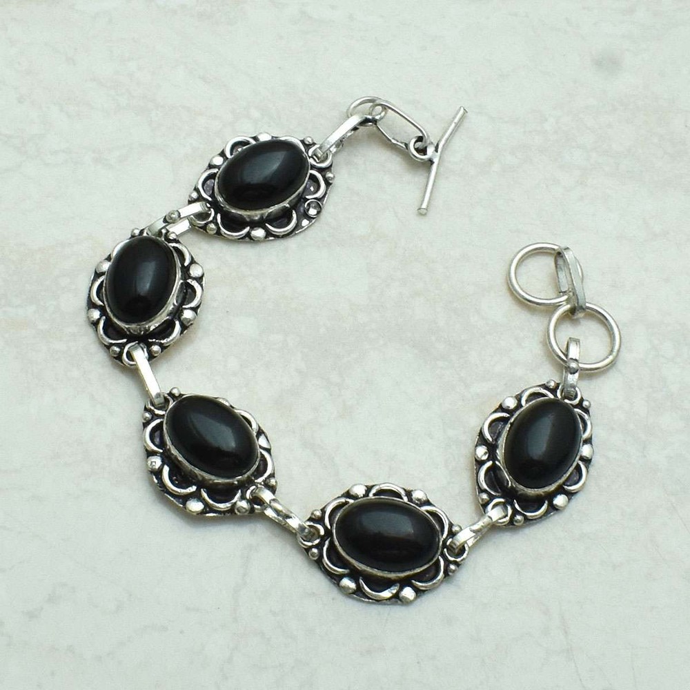 Black Onyx Gemstone Handmade Bracelet Jewelry 20 Gms Gift For Her AB-68933