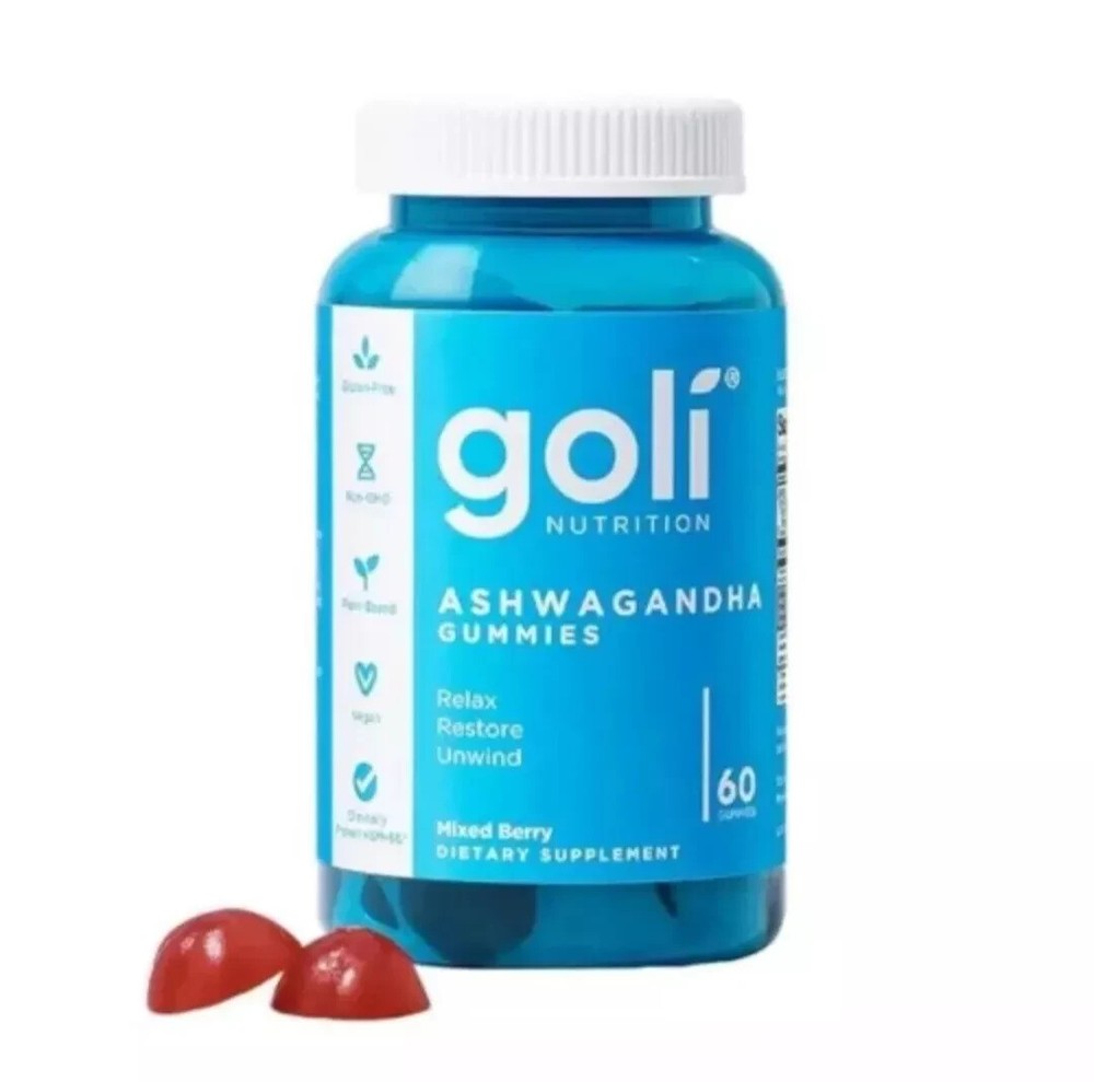 Goli Ashwagandha Gummies Mixed Berry 60ct Stress Support Vegan Gluten-Free