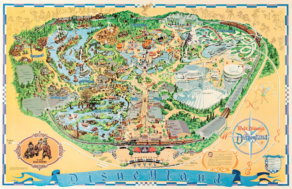 1972 Disney Disneyland Fun Map Poster Country Bear Jamboree Callout MATTE 13x19