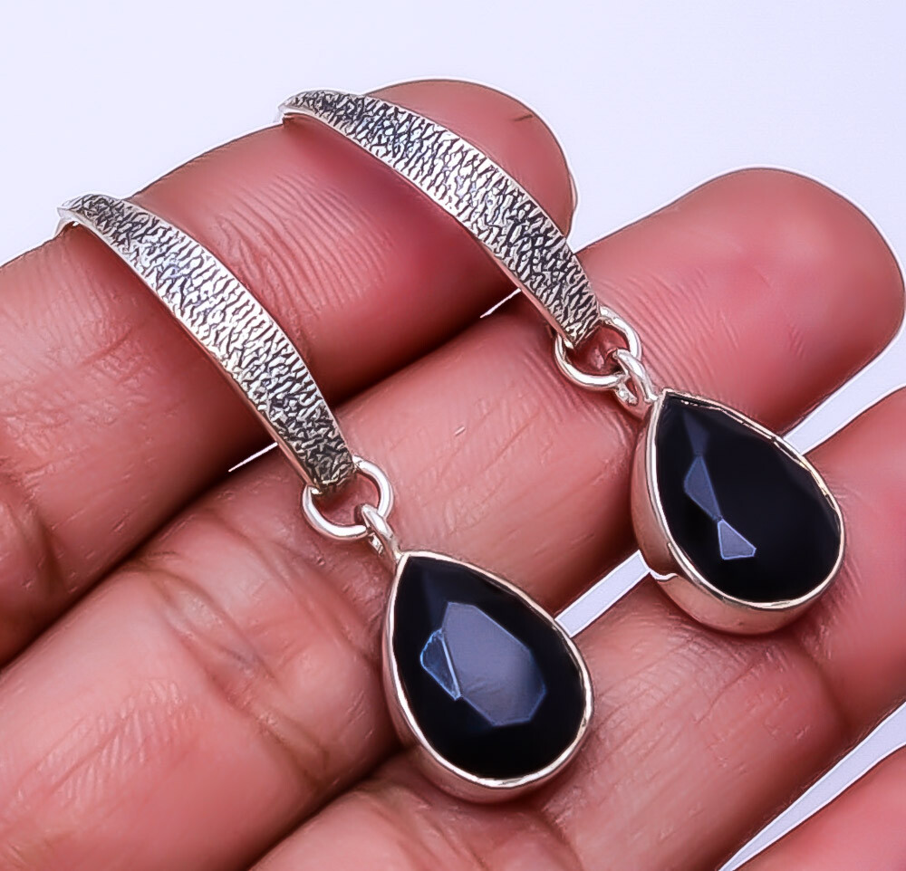 Black Onyx Designer Handmade 925 Sterling Silver Earring 1.76