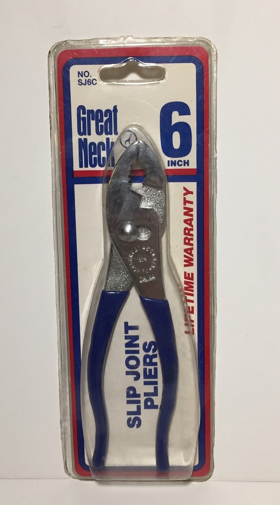 Great Neck SJ6C Forged Steel Vinyl Grip Handle Slip Joint Pliers 6 in. Tool NOS