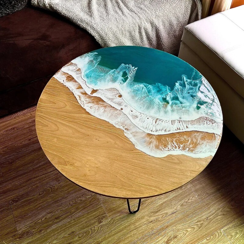 Ocean Epoxy Coffee Table Top, Epoxy Wooden Table Top, Cyber monday sale decor-image