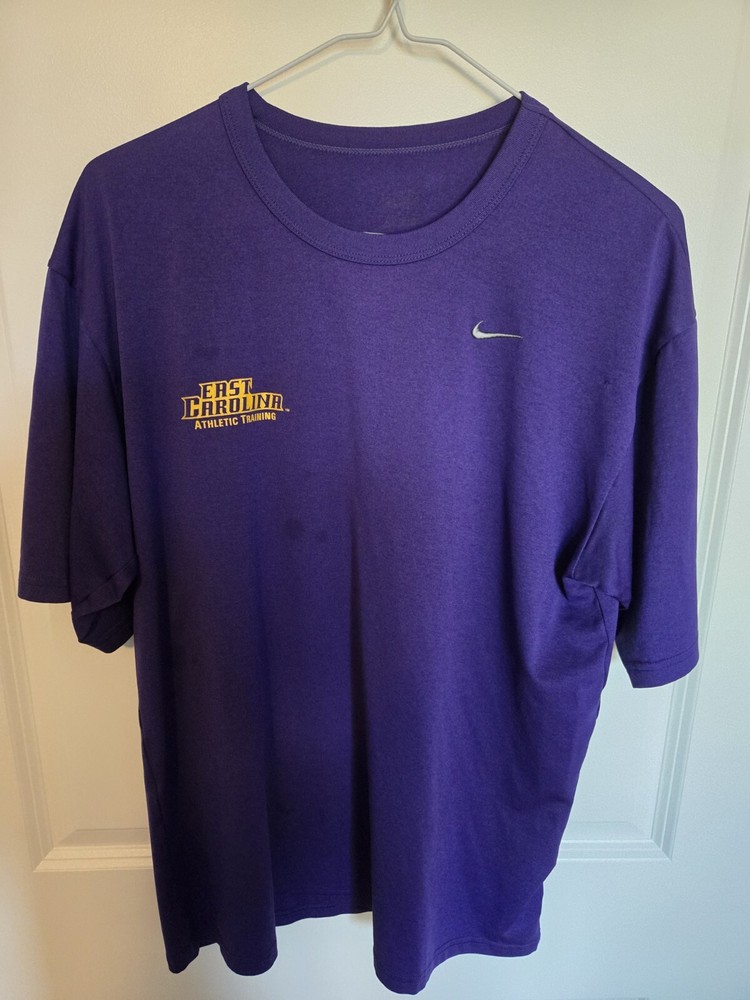East Carolina Pirates Shirt Mens M/L Purple Yellow Dri Fit ECU Athletics Sport