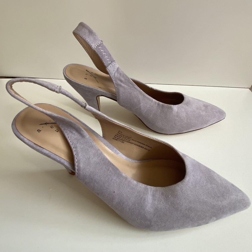 A New Day Wide Width Sling Back Microsuede High Vamp Heeled Pumps Shoe size 6.5