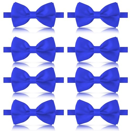 Men's Adjustable Pre-Tied Satin Bow Tie Set - 8-Piece Blue Collection