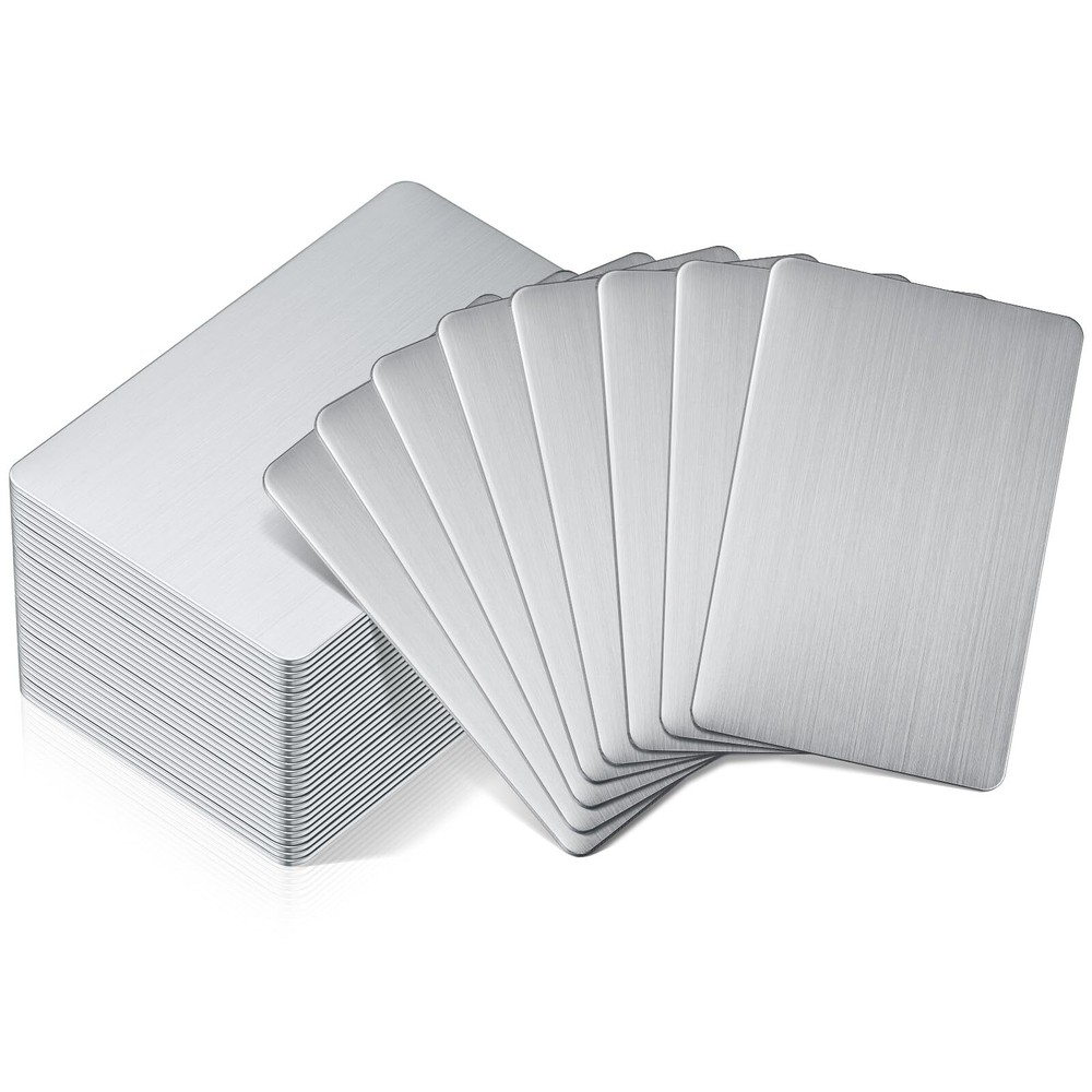 50 Pack Stainless Steel Metal Business Cards Blank Metal Cards for House Office