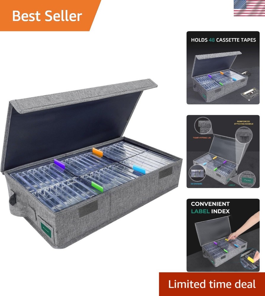 Cassette Tape Storage Box Practical Cassette Tape Holder 16.34 X 9.25 X 3.54