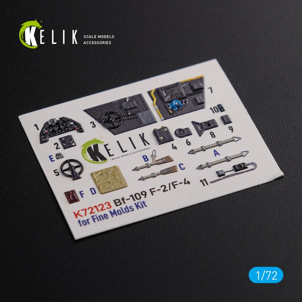 3D Decals BF109-F2/F4 interior for Fine Molds kit Scale 1:72 KeliK K72123