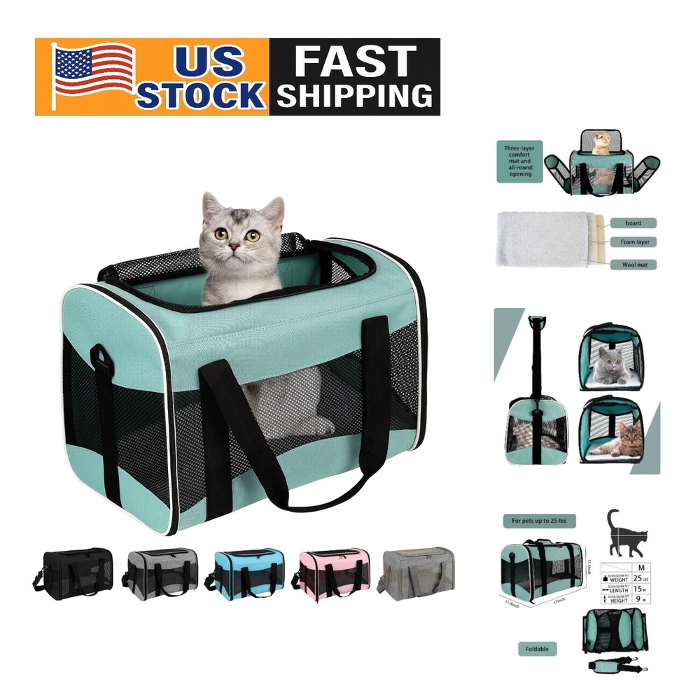 Durable Airline Approved Pet Carrier - Collapsible Bag for Cats & Small Dogs