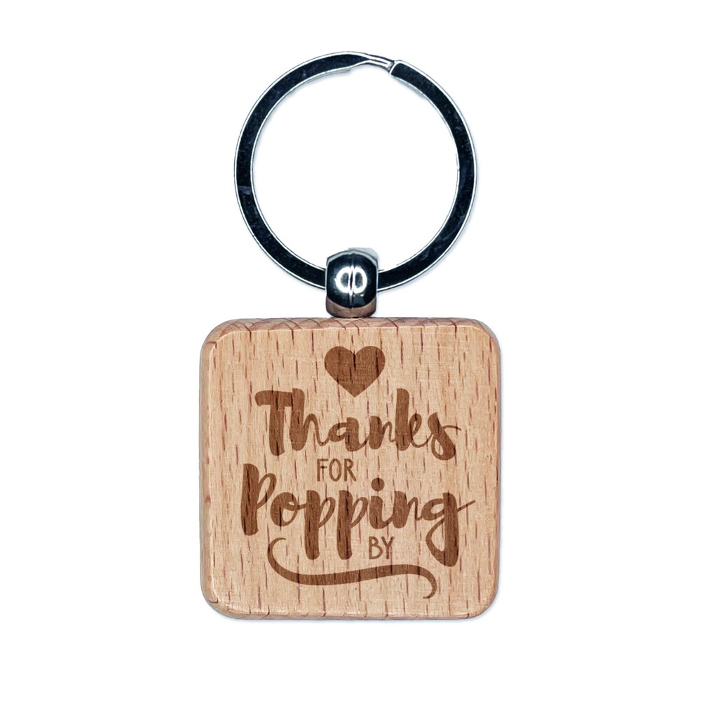 Thanks for Popping 刻印ウッド スクエア キーホルダー タグ チャーム