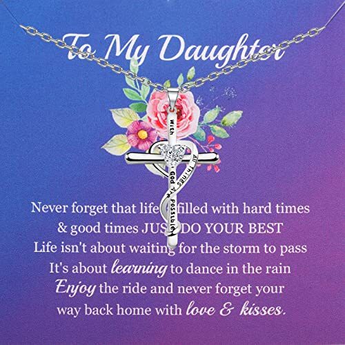 To My Daughter Necklace Religious Gift Daughter Cross Necklace things nc